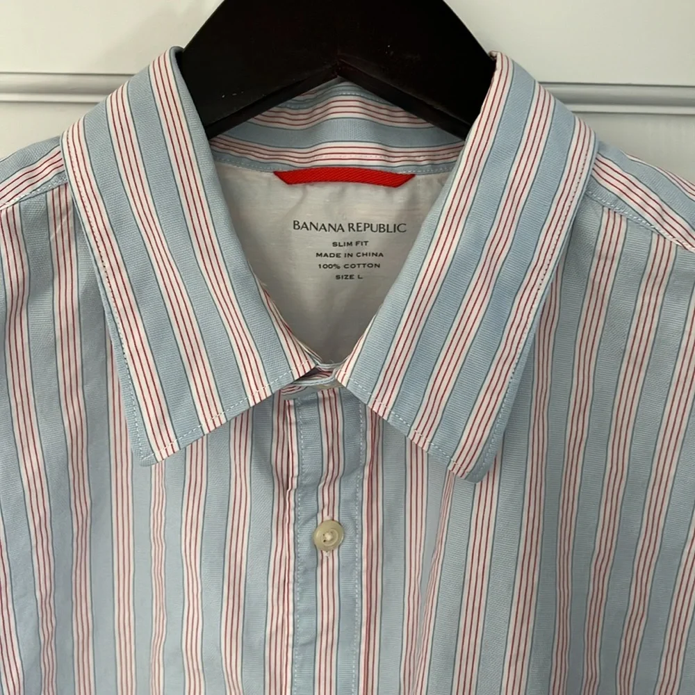 Banana Republic RWB stripe button shirt. Men’s Large - Picture 2 of 7